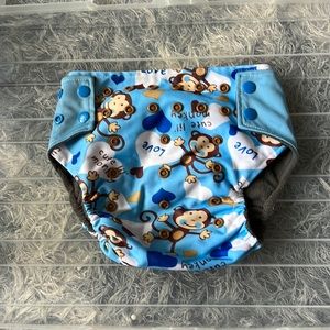 Cute Lil’ monkey reusable, washable diapers with inside pocket